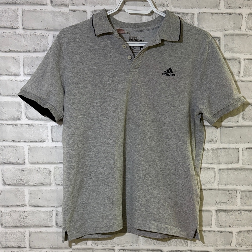 ADIDAS Gray Polo with Black Trim, boys size 13-14